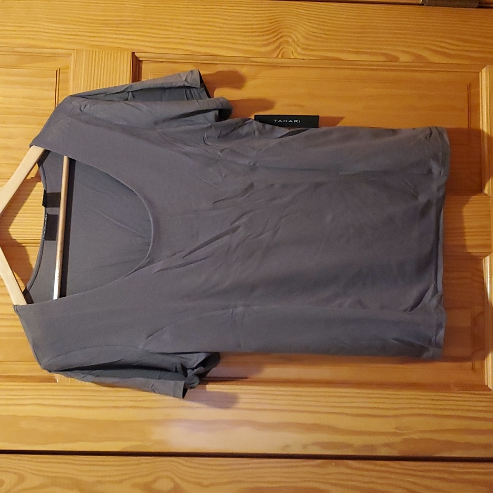 Tahari Short Sleeve Top Gray XL